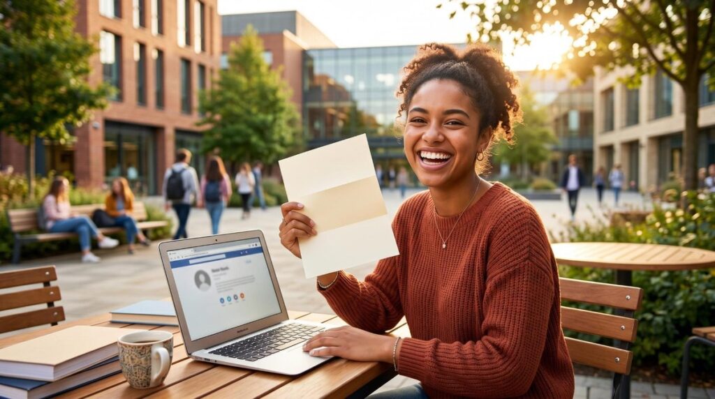 Financiamento estudantil: FIES vs ProUni e como escolher o programa certo para você 3 Pessoa jovem estudando com notebook aberto e documentos sobre a mesa, pesquisando opções de financiamento estudantil